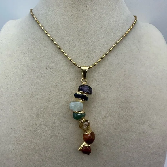 Gold Plated Chakra Pendant Necklace on Bead Chain - Picture 7 of 8